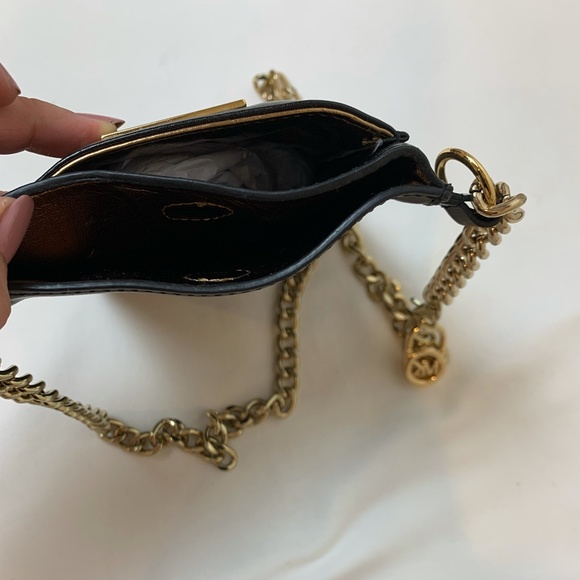 RARE TO FIND MK Studded Leather Crossbody Phone Bag adjustable Golden Chain - Picture 9 of 12